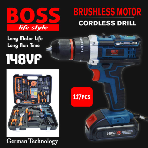 Boss Cordless Drill With Tool [ 117-PCS ]